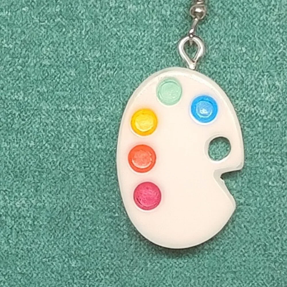 Funky Artist Paint Palette Dangle Earrings | Art Teacher Gift
